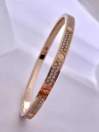 Bracciale Carrelli Bracciale Full Sky Star Bracciale stretto in oro rosa 18 carati Love Wide Natural True Diamond Chiodo nero