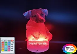 3D Night Light LED Jack Russell Puppy Nightlight Acrylic Pet Dog Lamp Home Decoration Base Base with Illusion Colors Bluetooth SPE7391744