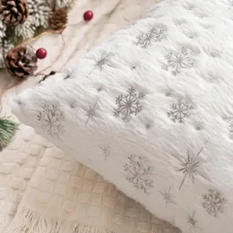 枕スタイリッシュなホリデー枕カバークリスマススノーフレークプリントが隠されたジッパーデザインソフトプラッシュの粉々