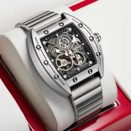 Наручные часы Роскошные модные мужские оригинальные автоматические часы Мужской бренд Mark Fairwhale Sports Tonneau Skeleton Механические наручные часы Reloj