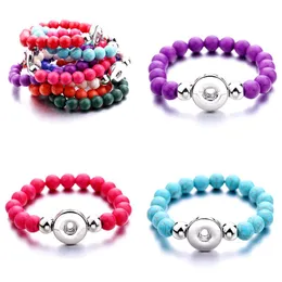 Charm Armbänder 10 teile/los Türkis MTI Farbe Perlen Snap Armband 18mm Knopf DIY Handgemachte Perlen Charms Für Frauen Schmuck drop Deliv Otwpc