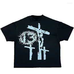 Męskie koszulki Y2K Cotton T-shirt harajuku graficzny nadruk ponadgabarytowy punkowy krótki rękaw Got retro top Hip Hop Streetwear Tee moda