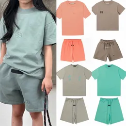 Ess designer baby barn tshirts och shorts kläder sätter pojkar flickor kläder sommar lyxig träning barn ungdom kort ärm skjorta spqngz#