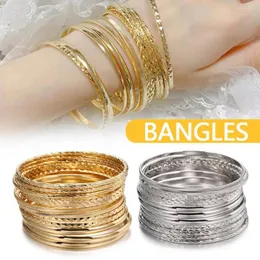 Bileklik 12pcs Punk Curb Küba Zincir Bilezikleri Kadınlar İçin Set Miami Boho Kalın Altın Renkli Charm Bangles Moda Takı J8i8