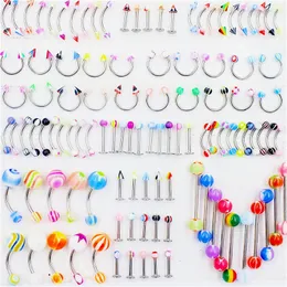 110-teiliges Acryl-Piercing-Set, europäischer und amerikanischer Schmuck, Ohrringe, Augenbrauen, Nägel, Nabelnägel, gemischter Stil