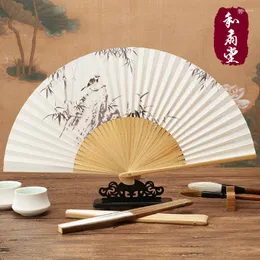 Estatuetas decorativas | e ventilador hall 7 Polegada no exterior vento chinês papel em branco dobrável presente de bambu feminino xiang fãs em processo