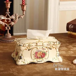 Janela adesivos estilo europeu luxo cerâmica caixa de tecido bombeamento bandeja upscale vintage jardim ornamentos decoração para casa sala de estar