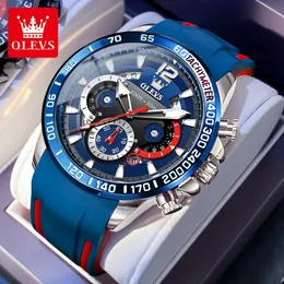 OLEVS Quartz Watch for Men Original TOP Brand Rubber strap Waterproof Luminous Date Week Mens reloj hombre 240311