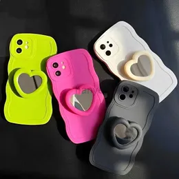 Cell Phone Cases Heart Mirror Holder Stand Waves Case For OnePlus 9 Rt 11 11R 10R 9R 9RT 10T 8T ACE Pro Nord N20 5G CE 2 Lite CE2Lite Cover 2442