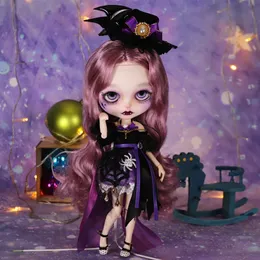 Ooak lodówka DBS Blyth Doll Halloween makijaż Tim Burtons Corpse Bride Cosplay Dress 16 BJD Anime Girl OB24 Toys Prezent 240311