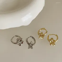 Dangle Earrings 2024 Asymmetrical Star Flower Trendy Design Personality Simple Korean Delicate Metal Female Jewelry Gifts