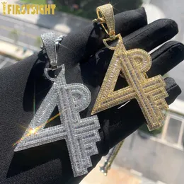 Цепи Iced Out Bling 4PF кулон ожерелье CZ цирконий серебряного цвета Шарм Мужская мода хип-хоп ювелирные изделия