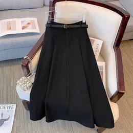 150Kg Plus Size Womens Hip 164 Autumn High Waist ALine Suit Pleated Skirt Black 5XL 6XL 7XL 8XL 9XL 240321