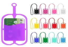 Cordões de silicone para pescoço, colar com suporte para cartão, tiras para iphone x 8, telefone celular universal8989445