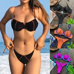 Women's Swimwear 2024 Sexy Two Piece Set With Colorful Bikini For Tourism Vacation Beach Swimming Pool Party Fashion Matching