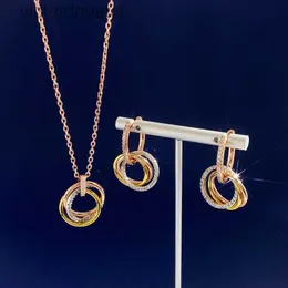 Topp lyxig fin 1to1 original designer halsband för kvinnor live stream tre ring carter halsband modedesign känsla inlagd diamant högkvalitativ choker halsband