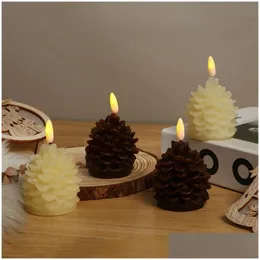 Ljus juldekoration Led Head Pinecone Electronic Candle Lamp Home Indoor Scene Layout Lights Drop Delivery Garden Decor DHGI7