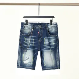 shorts jeans masculinos europeus e americanos designer de luxo jeans masculinos slim stretch calças bordadas moda masculina e feminina pintura de balanço