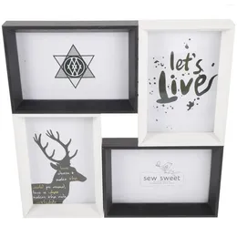 Frames 4-Piece Combination Po Frame Holder Stylish Desktop Picture Tabletop Chic Siamese Wood-based Panel