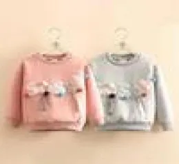 Autumn Warm Fashion 2 3 4-10 år långärmad brev Ball Pearl Hoodies barn Baby Girls Plus Velet Winter Sweatshirts 2101157502716