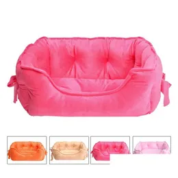 Small Animal Supplies Cute Ins Style Pet Nest Short P Bow Sofa Dog Bed Comfortable Warm Cat Cushion Drop Delivery Home Garden Dhus2