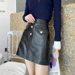 Skirts 2024 Genuine Leather For Women Real Sheepskin Skirt Women's Clothing High Waist Black Korean Streetwearjupes Femme