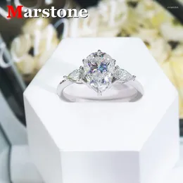 Anéis de cluster 2ct completo moissanite diamante d cor vvs pêra corte feminino anel s925 esterlina sliver banhado branco ouro casamento para mulheres