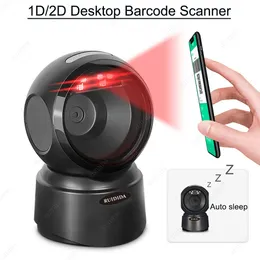 Desktop Barcode Scanner USB 1D 2D Omnidirectional HandsFree Wired Platform Automatic Scanning Bar code Reader 2d Barras 240318