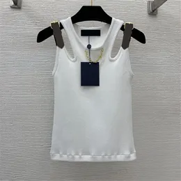 Sexig Women Singlet Leather Buckle Design Topps Luxury Designer Singlets White Black Sticked Vest