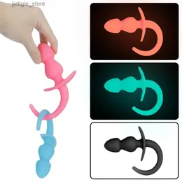 Other Health Beauty Items Noctilucent Animal Tail Anal Plug for Male Anal Beads Female Vaginal Ball Hip Diffuser Coupler Products Y240402