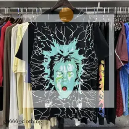 Moda HellStar Shirt Mens Rappe Top High American Tide Brand Zabawna zabawna komiks angielski list z drukiem luźna w całym okrągłym kołnierzu krótkie rękawowe koszulki Tide 851