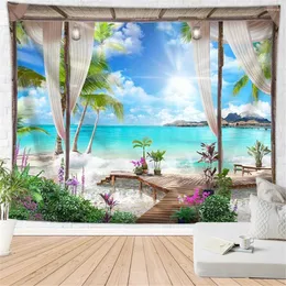 Tapestries Bedroom Decor Aesthetic Tapestry Modern Nature Landscape Sunlight Sea Mountain Travel Beach Living Room Wall Canvas Decoration