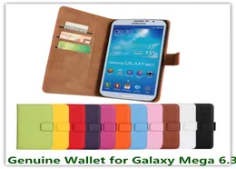 11 Colors Genuine Leather Stand Leather Wallet Cover Case for Samsung Galaxy Mega 63 i9200 Credit Card Holder Cellphone Bags 1553063