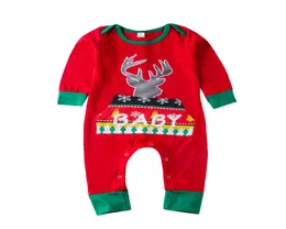 Natale neonato neonate ragazzi renna geometrica pigiama vestiti manica lunga rosso verde tuta pagliaccetto natale carino abbigliamento bambino6516142