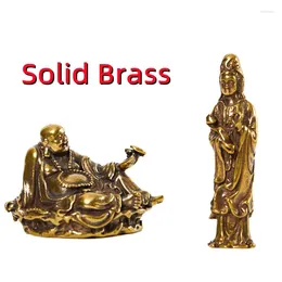 Dekorative Figuren, 1 Stück, chinesisches Fengshui, Mini-Guanyin-Buddha-Statue aus massivem Kupfer, Ornament, Miniatur-Dekoration für Zuhause, Büro, Schreibtisch, Geschenk