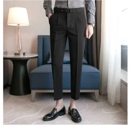 Herrenhose 9 Teil für Männer Plissee Koreanische Mode Knöchellänge Streetwear Casual Hose Formelle Hose Slacks Chinos 2022 Drop Lieferung Dhgmw