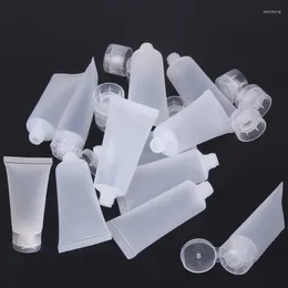 Bottiglie di stoccaggio 50 pezzi bottiglia di plastica vuota per campioni con coperchio ribaltabile tubi morbidi smerigliati cosmetici detergente viso riutilizzabile crema per le mani lozione