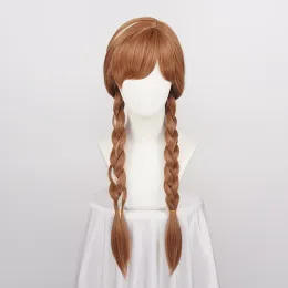 Wigs Halloween Women Princess Anna Wig Brown Braids Party Adult Party Tintetic Hair + Wig Cap