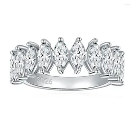 クラスターリングM-Jaja Full Moissanite Eternity Band for Women 925 Silver Engagement Ring 3 6mm Marquise Cut Lab Diamond Wedding Jewelry