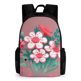 Rucksack mit Tasche, Blumenmuster, großes Fassungsvermögen, verstellbarer Reiserucksack, 42 x 30,5 cm