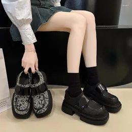 Sıradan Ayakkabı Mary Jane Kadın Moda Lüks Pompaları Kadın Cos Yüksek Topuklu Retro İngiliz Tarzı Açık Deri 2024