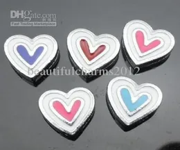 Whole 50pcslot 8mm Enamel heart Slide Charms fit for 8mm diy wristband bracelet keychains fashion jewelrys2263187