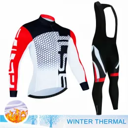 세트 2022 Pro Winter Thermal Fleece Cycling Jersey 세트 긴 소매 자전거 의류 MTB 자전거 마모 Maillot Ropa Ciclismo Cycling Set