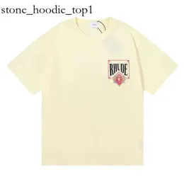 Rhude Designer T Shirt Mens Tシャツ贅沢なブランドRhude Shirt Polo Loose Breathable Breatic Grapic Printed Cooth Curage Cotton Rhude Shirts High Quality Tops 4832