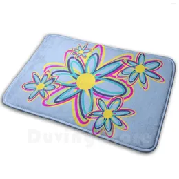 Ковры Groovy Flowers Carpet Mat Rug Cushion Soft Non-Slip Colors Trueartbybrenda