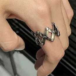 Band Rings Design Design Horseshoe Fence 925 Sterling Silver Ring Men/Women Fashion Fashion Class Excales ins Hip Hop Jewelry Q240402