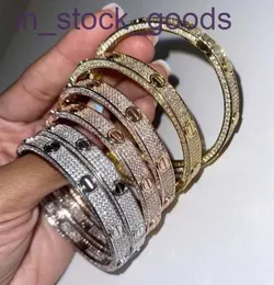 Designer Bangle Wysokotwaj Carter Full Sky Star Pełna diamentowa bransoletka mosiężna cyrkon galwanizowany 18K Real Hip Hop Mens i damska bransoletka Oryginalna 1: 1 z rzeczywistością