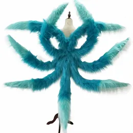 Anime LOL Spirit Blossom Ahri Cosplay Tails Women Sexy Blue Fox Ahri Nine Tailed Halloween Prop Accessories Cosplay Costume 240315