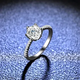 Luxo clássico pt950 anel de platina casamento banda redonda solitaire 05ct 1ct anéis para mulheres jóias finas 240402