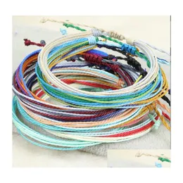 Anklets Bohemian Waterproof Wax Wire Braided Anklet Summer Beach Surfer Wave Adjustable Handmade Friendship Bracelets For Men Drop De Dhwpr